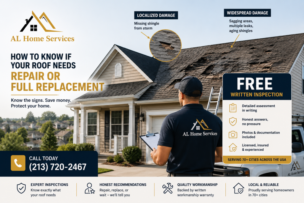 How to Know If Your Roof Needs Repair or Full Replacement