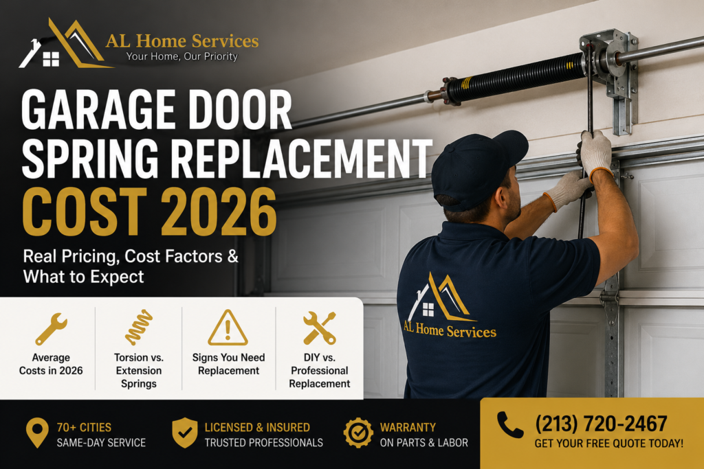 garage door spring replacement costs in 2026